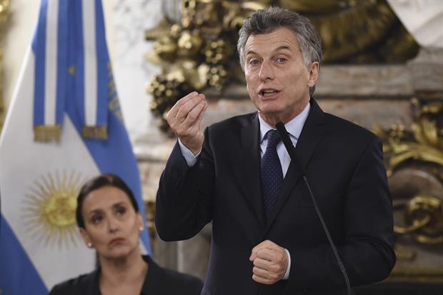 Mauricio Macri durante la asunción de Faurie en la Casa Rosada
