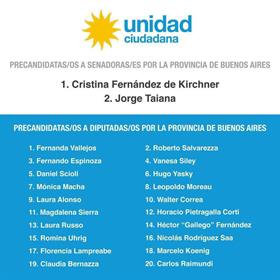 Las listas de Unidad Ciudadana en la provincia