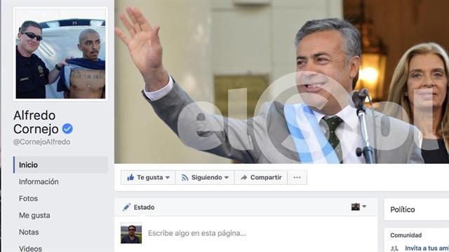 El hacker cambió la foto de perfil de la cuenta de Facebook del gobernador Alfredo Cornejo
